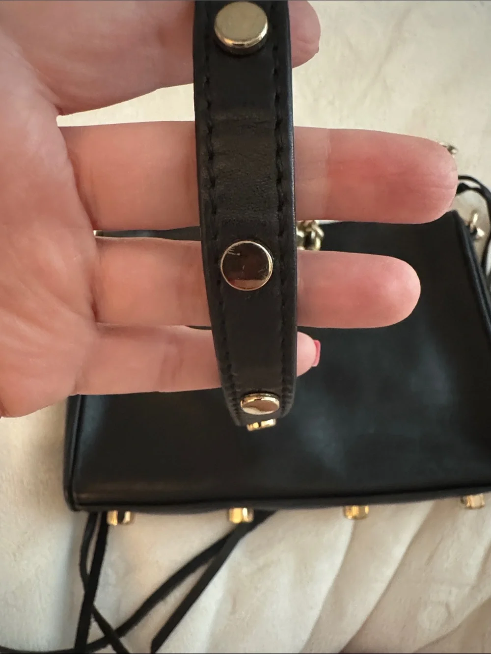 Rebecca Minkoff Black Leather Crossbody with Gold Hardware